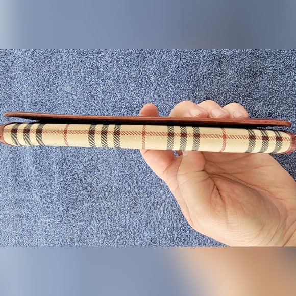 Burberry Beige & Burgundy Canvas Leather Nova Check Long Wallet - Picture 14 of 16